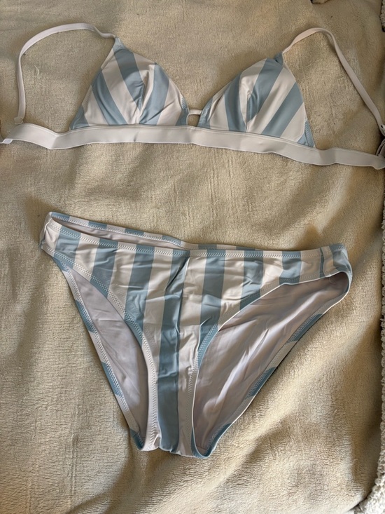 Lively Other - Lively Striped Triangle Bikini Set in Light Blue and White